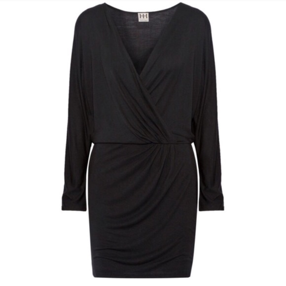 Haute hippie black faux wrap dress bnwt - Picture 1 of 3